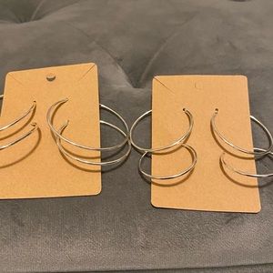 Silver Hoop fashion Earrings- bundle set of 2(4 pairs of earrings)
